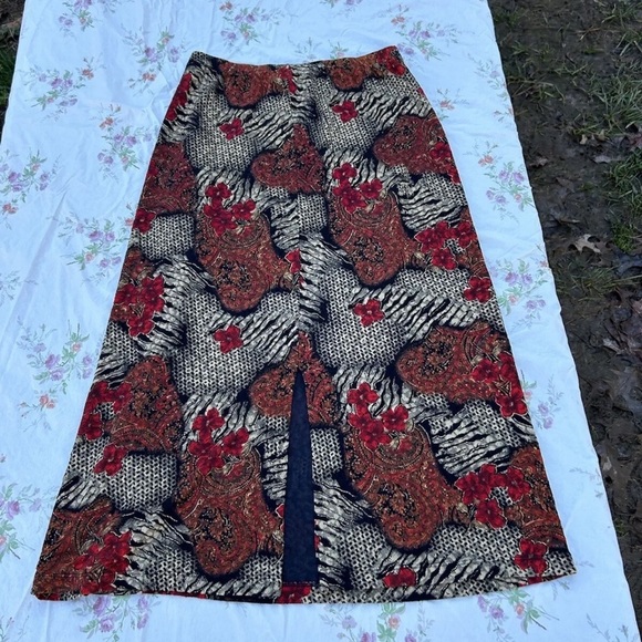 Notations Skirt Petite Large Whimsy Fairy Y2k Floral Animal Print Gold Spring - Picture 6 of 8